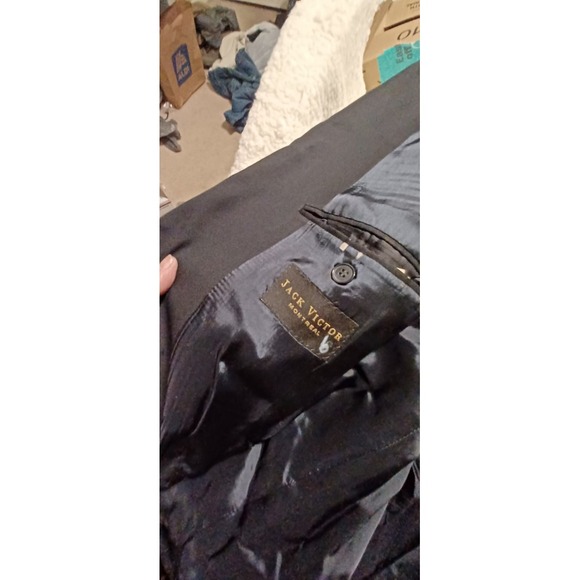 Jack Victor Navy Wool Blazer Brass Buttons With Flaw 54 Reg - Picture 5 of 14